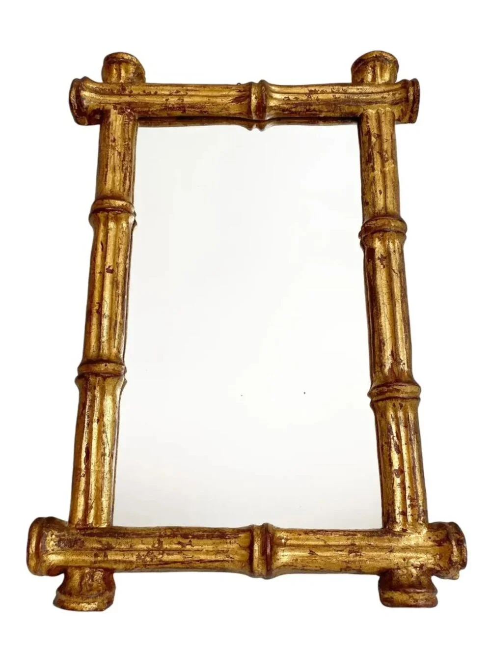 Florentia Giltwood Mirror: Italian Faux Bamboo Design | Rectangular Wall Mirror